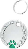 Personalized Dog/Cat Cute Paw Pet ID Tag with Unique Laser Engraving Name and Phone Number for Pet Collar or Key Chain (Green)