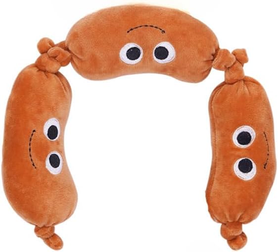 Plush Dog Chew Toy, Squeaky Crinkle Sound Food Shape Toys for Small Medium Dogs, Soft Bite-Resistant Puppy Teething Toy (Sausage)