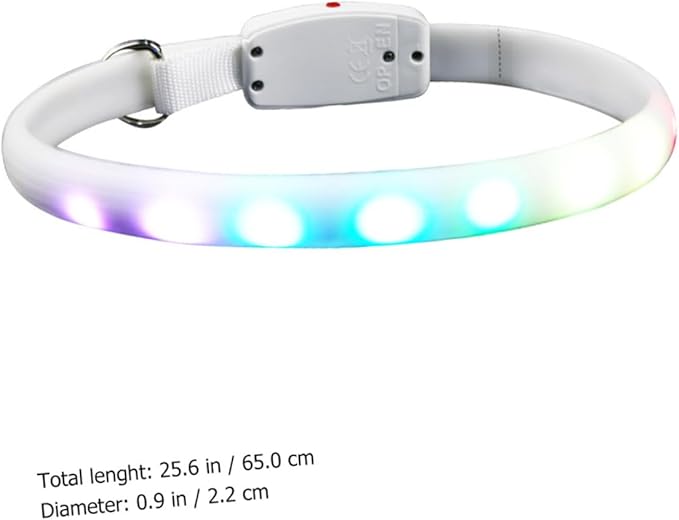 Cabilock LED Dog Collar USB Rechargeable Luminous Pet Collar Waterproof Safety Light for Night Walking Dogs White