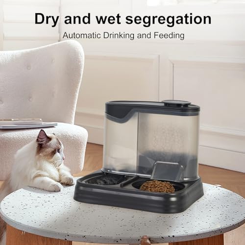 Automatic Pet Feeder & Water Dispenser Set for Dogs & Cats - Large Capacity Food & Water Station, Ideal for All Pets, Black Color