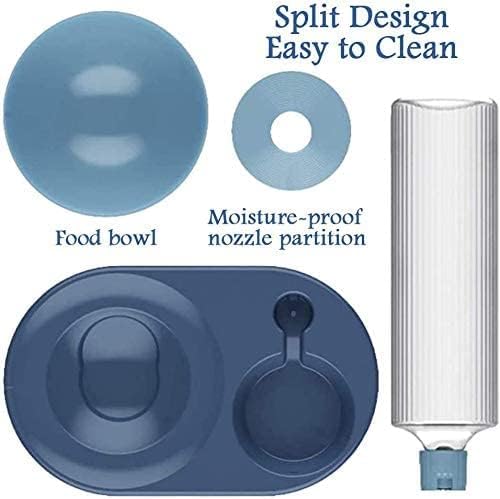 Double Dog Cat Polypropylene Bowls Water & Food Bowl Set Detachable Cat Shape Bowl Automatic Water Dispenser Bottle Pet Feeder for Dogs, Cats,Puppy, Kitten, Rabbit