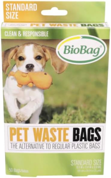 Bio Bag Pet Waste Bags, Compostable Dog Poop Bags, Standard Size, 50 Count (Pack of 6), Eco-Friendly Alternative to Plastic Bags