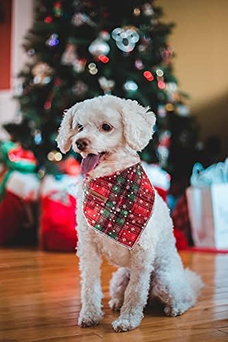 Lionheart glory Dog Bandana 1 Pack Washable Soft Cotton Christmas Plaid Bibs Scarf, Adjustable Kerchief Square Dog Bandanas for Large Dogs