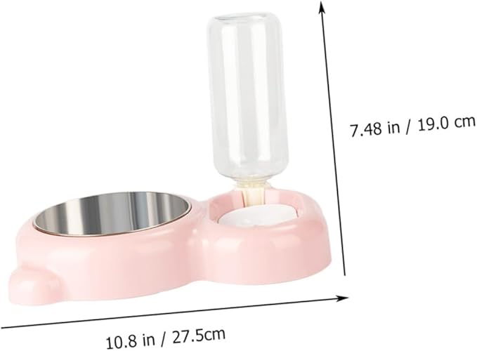 Milisten Dual-use Pet Bowl with Water Dispenser Bear-Shaped Smooth Cat and Dog Feeding Bowl Convenient Feeding for Pets for Food and Water Pink