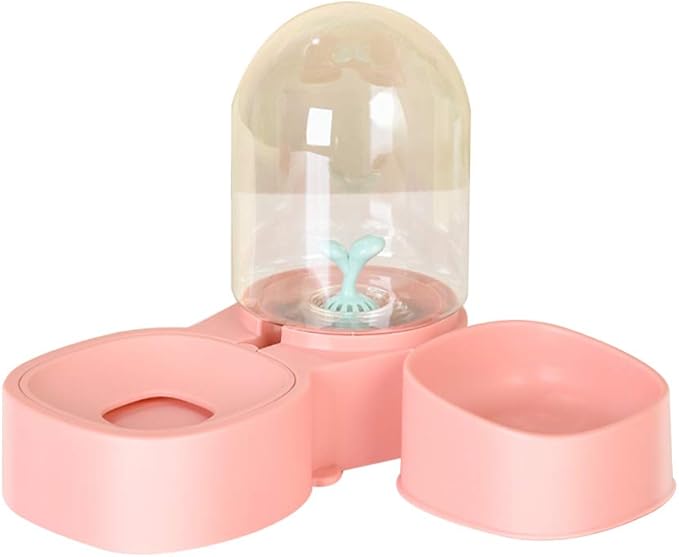 2 in 1 Pet Cats Waterer Feeder Dish Bowl Puppy Dogs Automatic Water Container