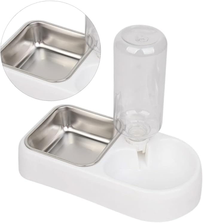 SUPVOX Double Pet Water Feeder Automatic Drinking Tool for Dogs Cats Unique Design Convenient Practical Pet Supplies White Color Smooth