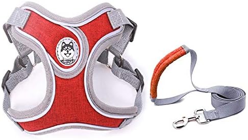 No pull dog camisole reflective small dog leash and collar for Schnauzer pet cat walking training supplies Chihuahua S red