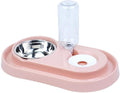 Automatic Pet Drinking Water Bottle Dog Cats Feeder Bowl Dog Food Feeder Double Dog Bowl Will Not MouthHair Get Wet (Color : Blue) (Pink)