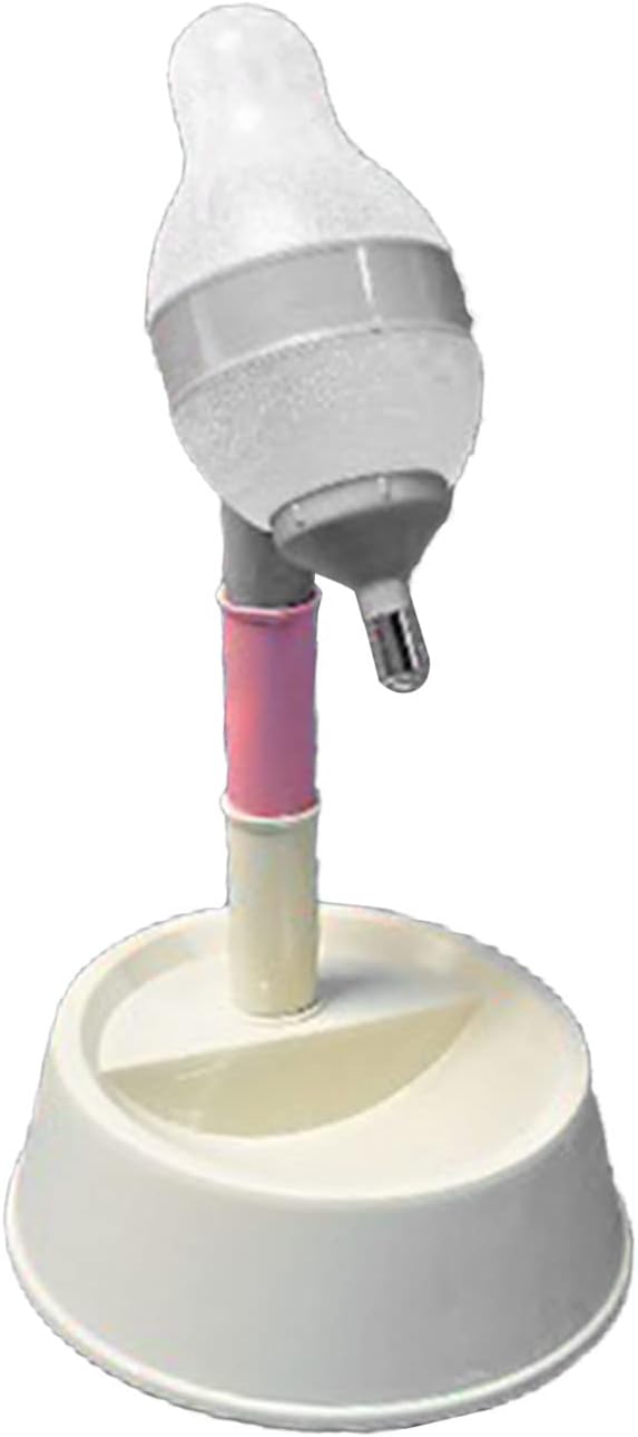 GLOGLOW Pet Standing Water Dispenser, Height Adjustable Cat Dog Water Bowl with Detachable Pole for Automatic Feeding (Beige Bottom)