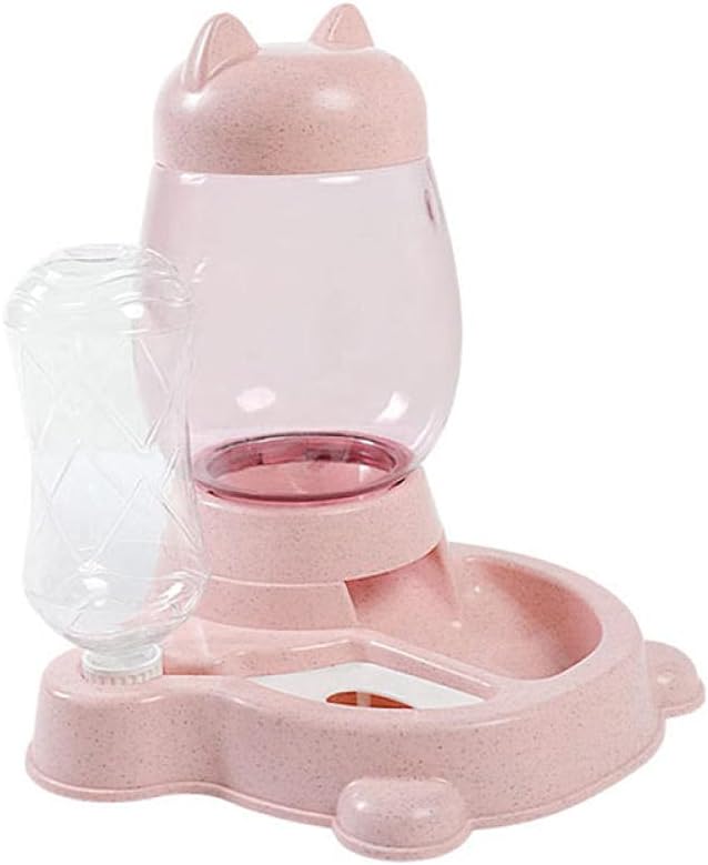 Pet Bowls Pet Automatic Feeder Cat Dog Food Dispense Water Drinking Bowl Feeding Dispenser for Cats Dogs Pink