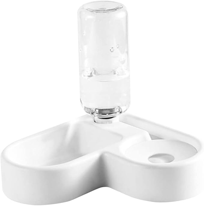 VANZACK Pet Feeder Automatic Water Bowl Double Cat Dog Bowl Heart Shape Non-Slip Easy to Clean Plastic