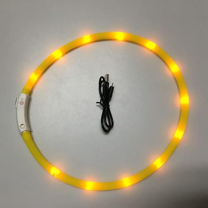 HUFFA LED Glowing Dog Collar USB Charging Pet Dog Collar Night Luminous Dog Collars Rechargeable Night Safety Flashing Necklace (Color : Y, Size : L-01)