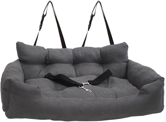 Dog Car Seat, Adjustable Safety Leash Pet Seat, Comfortable Cotton Fill for Small, Medium & Large Dogs Cats, Ideal for Cars, SUVs, Trucks & Home Use (Double)