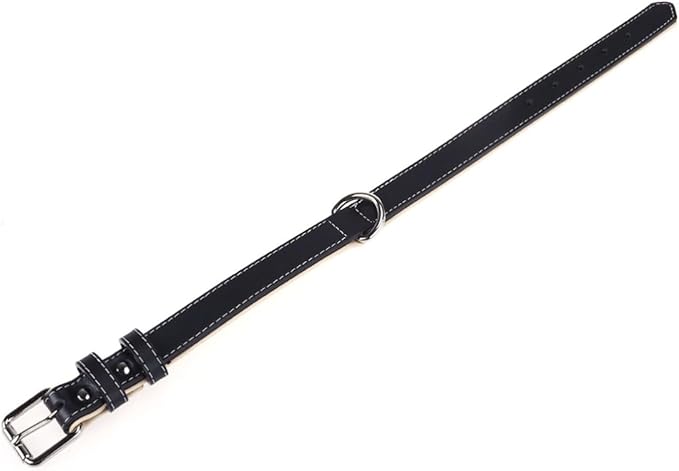 Medium to Large Dogs' Leather Collar Metal Buckle Adjustable Length Stylish and Comfortable