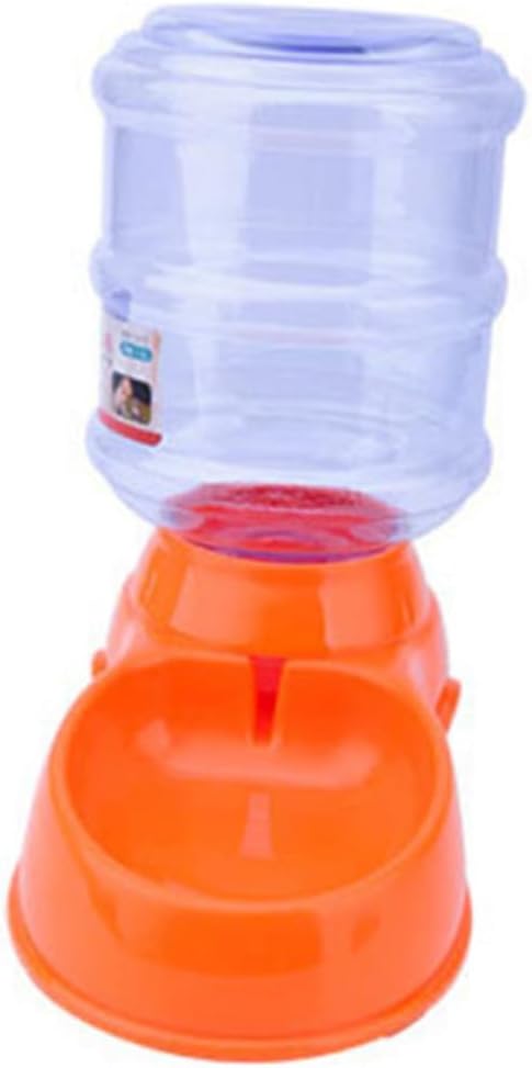 Automatic Pet Feeder and Water Fountain Orange Food Dispenser and Drinking Bowl for Cats and Dogs Non-Skid Base Leak Design