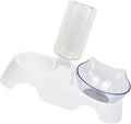 Pet Food Feeder Set Dual-Bowl Cat and Dog Food and Water Holder with Automatic Water Dispenser Tilted Design for Small to Medium Pets White