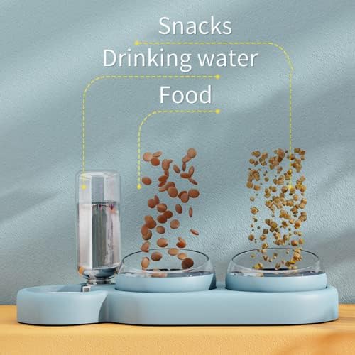 Pet cat Bowl Automatic Dog Food with Waterer Double Water Dispenser Drinking pet Supplies(Pink)