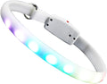 Luminous Necklace Led Lighted Collars Pet Seen Small Rechargeable Dog Ultralight Pet Grooming Dogs Collar Colorful Waterproof Neck for Tag Name Lights Abs White