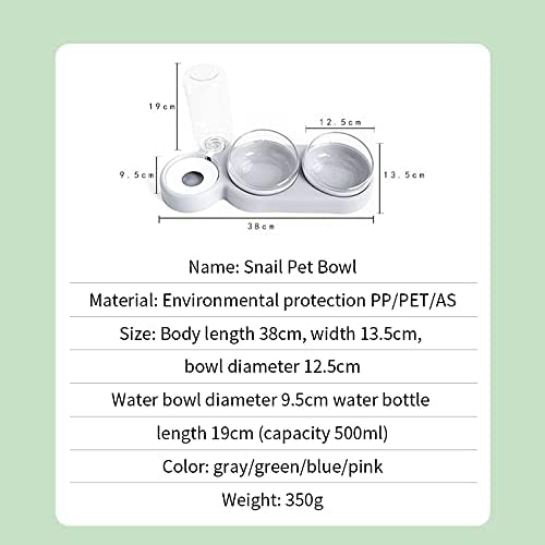2-in-1 Pet Cats Dogs Food Bowl Water Bowls Automatic Dispenser for Dog Cat Feeders Drinking Products(Gray)
