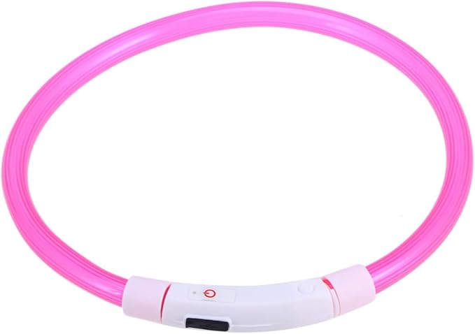 SUPVOX Reflective Led Dog Collar USB Rechargeable Light Settings Neon Pink for