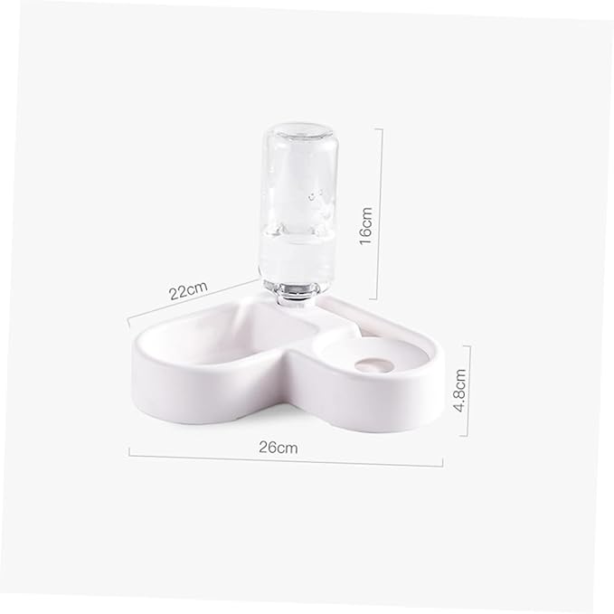 VANZACK Pet Feeder Automatic Water Bowl Double Cat Dog Bowl Heart Shape Non-Slip Easy to Clean Plastic