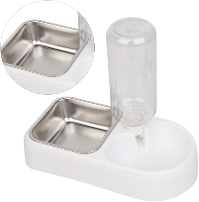 Double Pet Water Feeder Bowl Creative Automatic Drinking Tool for Dogs Cats Safe High-density Design Smooth Stability for Shops White