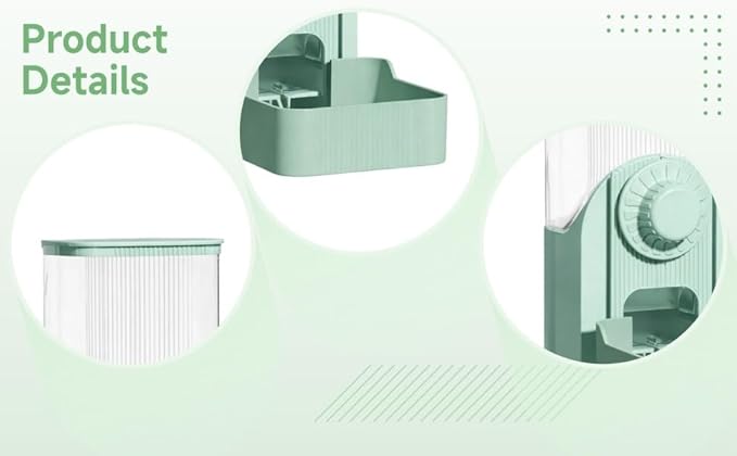 Generic Pet Feeder and Water Dispenser 2-in-1, Green, Automatic, for Dogs, Cats, and Birds, 54.1 Oz/1600 Ml Feeder, 17.58 Oz/520 Ml Dispenser with Hanging Design