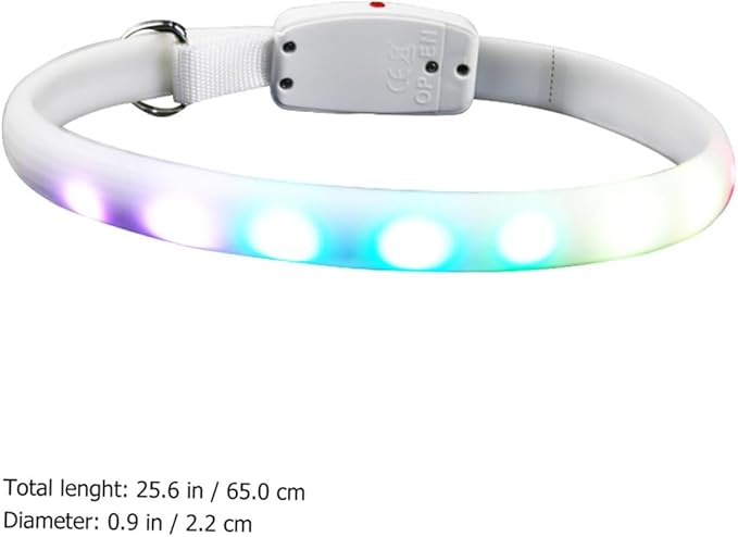 Luxshiny LED Pet Collar USB Rechargeable White Glowing Dog Collar Night Safety Flashing Luminous for Outdoor Walks
