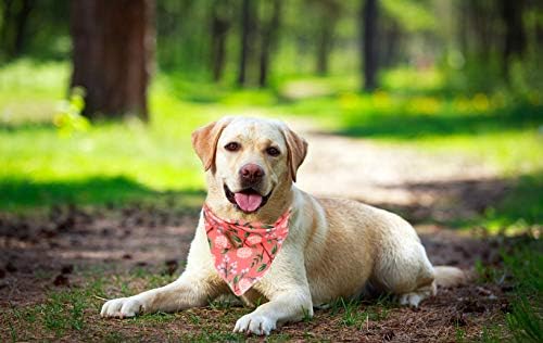 Elegant Little Tail Floral Dog Bandana 1PCS Washable Reversible Cotton Bibs Scarf, Adjustable Square Kerchief for Small to Large Dogs and Cats