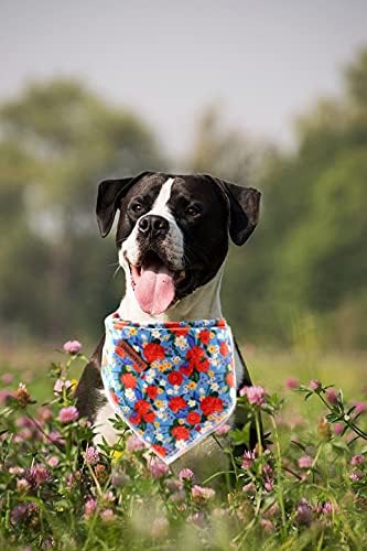 Lionheart glory Dog Bandana 1 Pack Washable Soft Cotton Floral Print Bibs Scarf, Adjustable Kerchief Square Dog Bandanas for Large Dogs