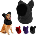 Dog Snood Winter Hood with Ear Protection, Fleece Neck Warmer for Dogs, (Black, Medium)