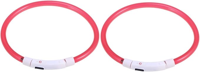 FRCOLOR 2pcs Led Dog Collar USB Rechargeable Glowing Pet Collar for Night Safety Red Material Energy-Saving Led Lights for Evening Walks
