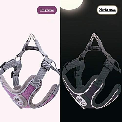 No pull dog camisole reflective small dog leash and collar Schnauzer pet cat walking training supplies Chihuahua M red