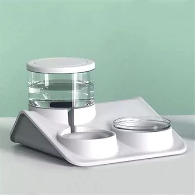 Dog Bowl Automatic Feeder 1.8 liters Double Fountain Drinking Water Purifier pet Products Food Container Tray Accessories (Color : Gray, Size : One Size) (Blue One size)