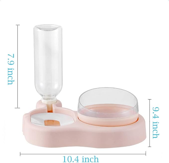 JiangYanus Tilted Cat Bowl Set for Food and Water with Automatic Water Dispenser Bottle Elevated Pet Food and Water Bowl Dishes for Cat and Small Medium Dogs (Green)