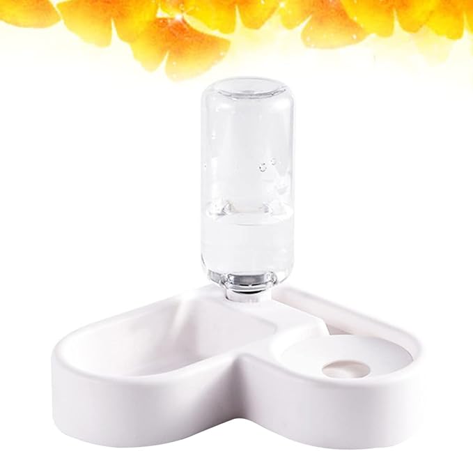 Kisangel Automatic Pet Water Feeder and Food Bowl Non-Spill Design for Cats and Dogs Convenient and Practical Drinking Tool Smooth for Easy Cleaning White