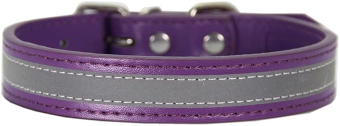 Anti lost Leather Luminous Collar Pet Collar Reflective Belt Pet Accessories 2pcs purple S 1.5cm*37cm Neck 26cm 34cm