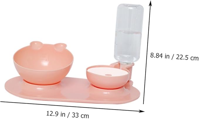 balacoo 1pc Pet Double Feeder Non- Base Detachable Design for Easy Cleaning Elevated for Cats Dogs Random Color Automatic Water Food Bowl Practical Steady Feeding
