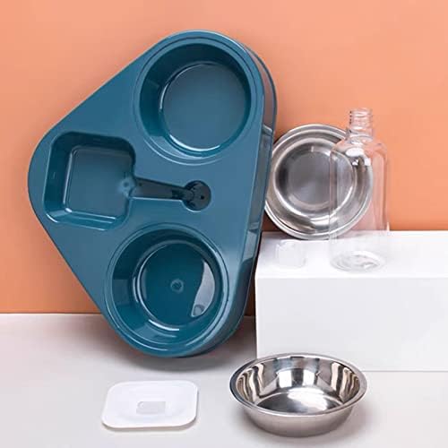 Pet Cat Bowl Automatic Dog 500ML Water Bottle Food Stainless Steel Double 3 Bowls Accessories(Pink,M-29.5x24.5x24.5cm)