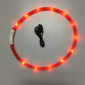 HUFFA LED Glowing Dog Collar USB Charging Pet Dog Collar Night Luminous Dog Collars Rechargeable Night Safety Flashing Necklace (Color : R, Size : L-01)