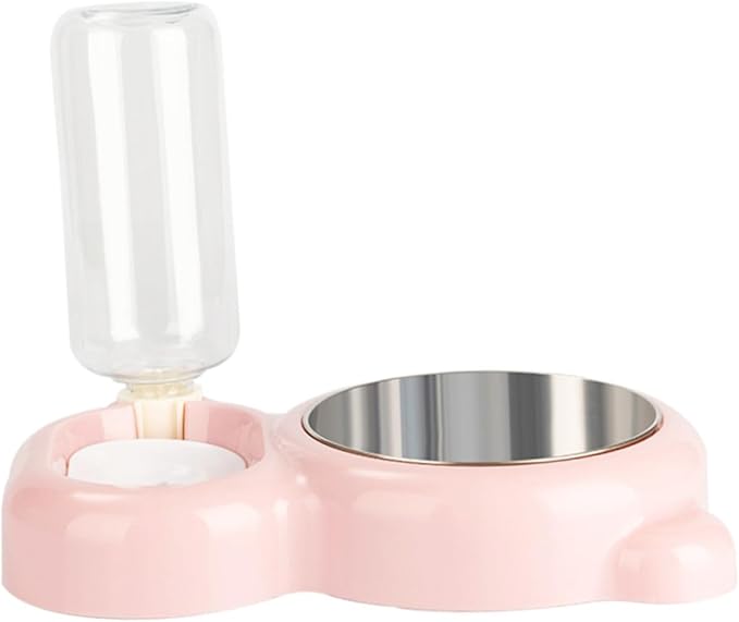Milisten Dual-use Pet Bowl with Water Dispenser Bear-Shaped Smooth Cat and Dog Feeding Bowl Convenient Feeding for Pets for Food and Water Pink