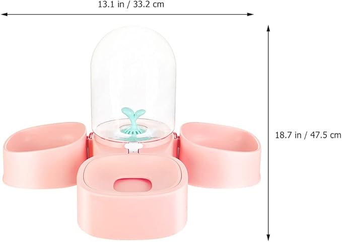 POPETPOP Detachable Pet Cat Dog Automatic Water Dispenser Bottle Double Bowls Capacity for Healthy Feeding and Drinking Spill Design for Cats and Dogs Three Bowls Pet Supplies Cherry