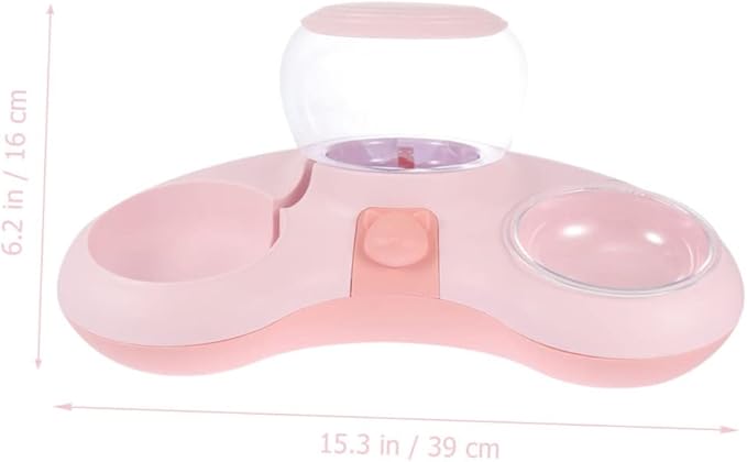 Kisangel 1pc Automatic Feeder Bowl Double Pet Food and Water Container Spill Design for Convenient Feeding