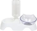 Dual-Bowl PET Feeder Set Automatic Water Dispenser 15° Tilted Cat and Dog Food Bowls for Small to Medium Pets