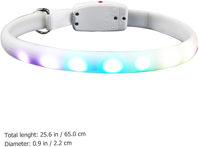 POPETPOP USB Rechargeable Led Dog Collar Night Pet Collar for Safe Walking Lightweight