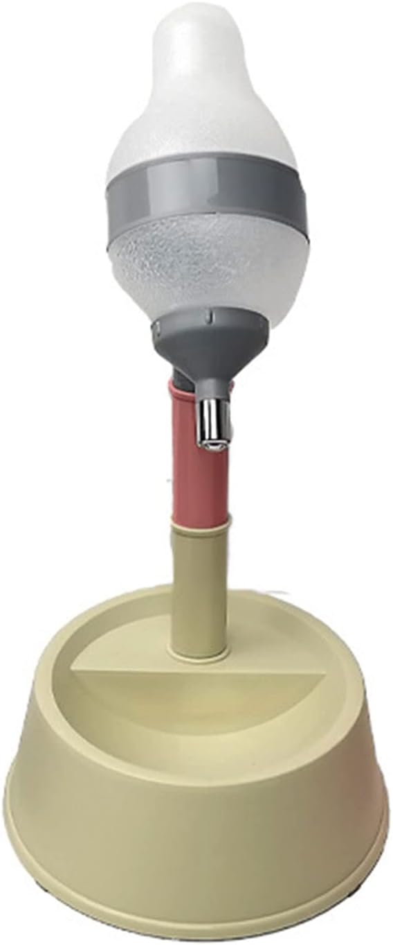 GLOGLOW Pet Standing Water Dispenser, Height Adjustable Cat Dog Water Bowl with Detachable Pole for Automatic Feeding (Beige Bottom)