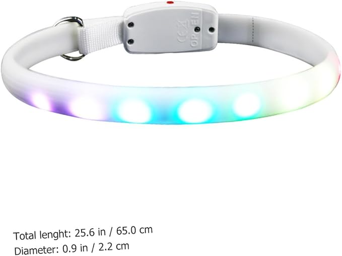 Ciieeo USB Charging LED Dog Collar Glowing Luminous Pet Collar White Light-up for Evening Strolls