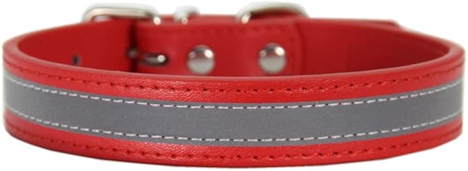 Anti lost Leather Luminous Collar Pet Collar Reflective Belt Pet Accessories 2pcs red XS 1.5cm*30cm Neck 19cm 27cm