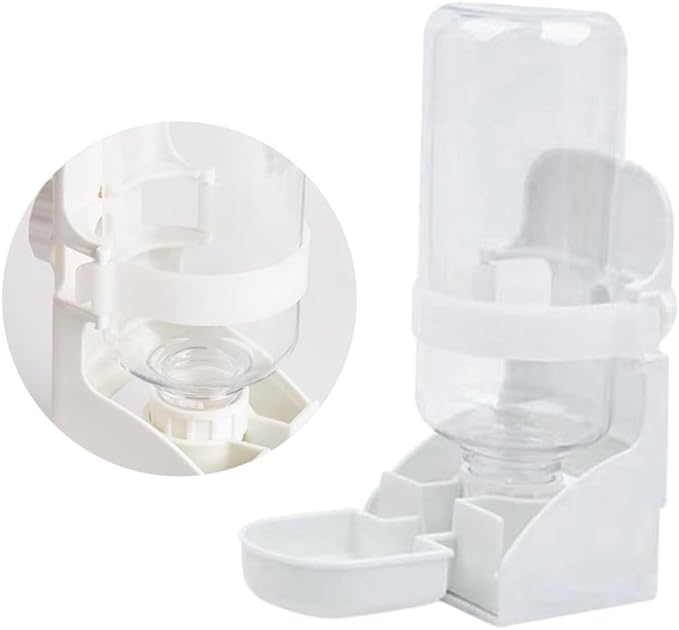 Kisangel Cat Dog Automatic Water Feeder Sturdy Hanging Cage Pet Drinking Tool Non-Slip Easy to White