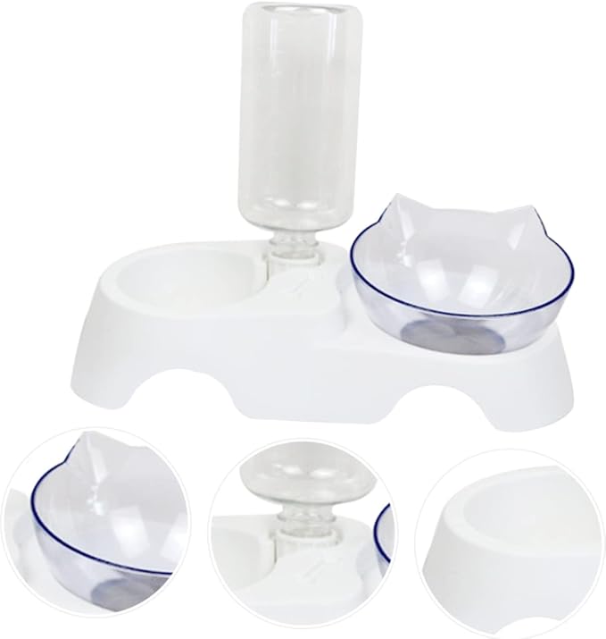 BESPORTBLE Automatic Cat Feeder Water Dispenser Inclined Pet Bowl Set Easy to Clean for Dogs and Cats